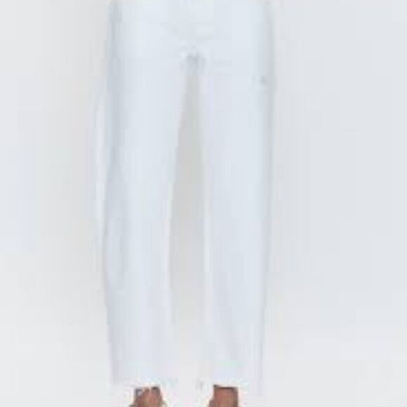 pistola Denim - Pistola White Denim Raw Hem Ankle Crop Jeans Stretch Casual Size 27 25" Inseam